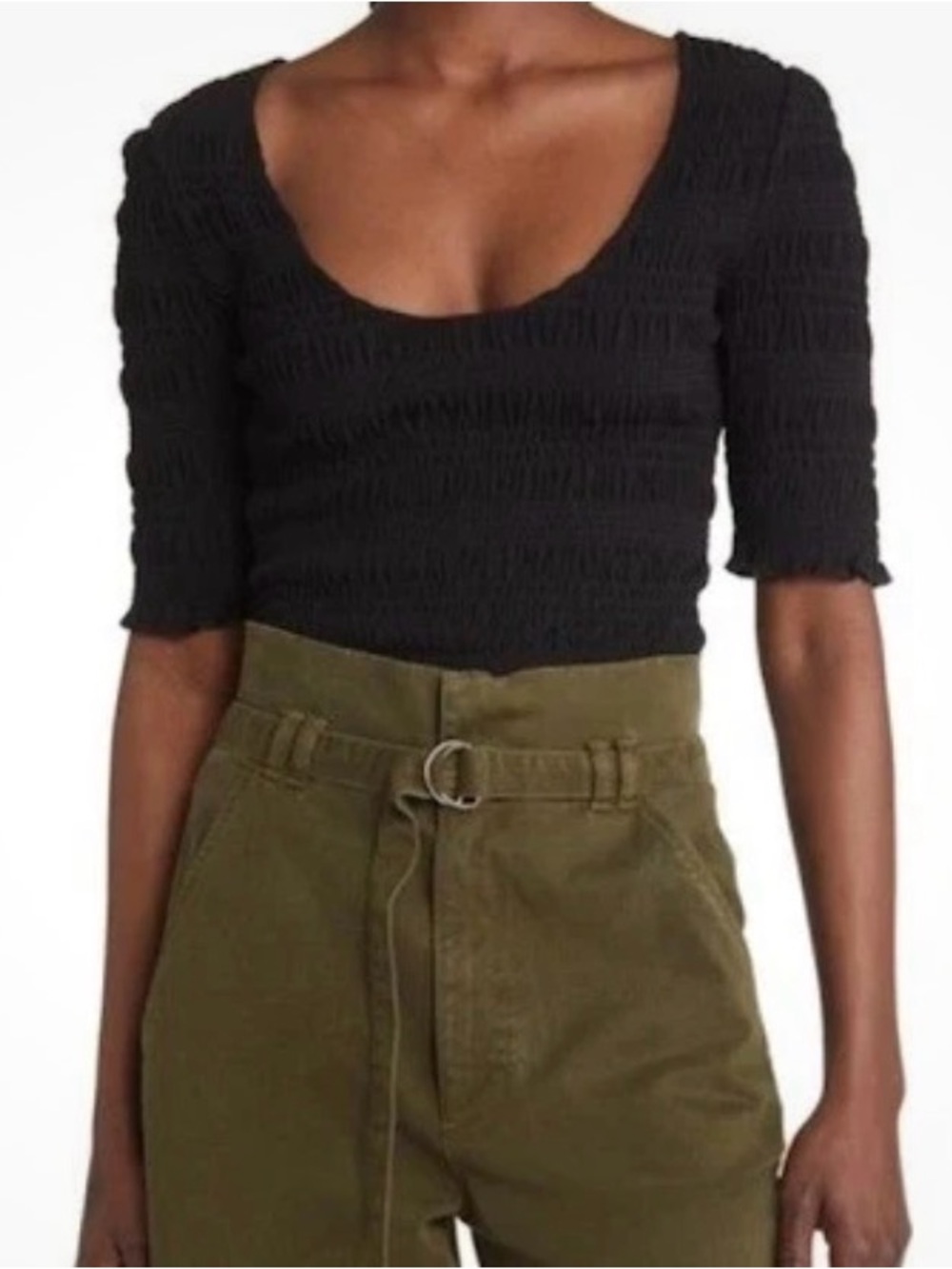 FRAME Black Smocked Scoop Top - EXCELLENT CONDITION